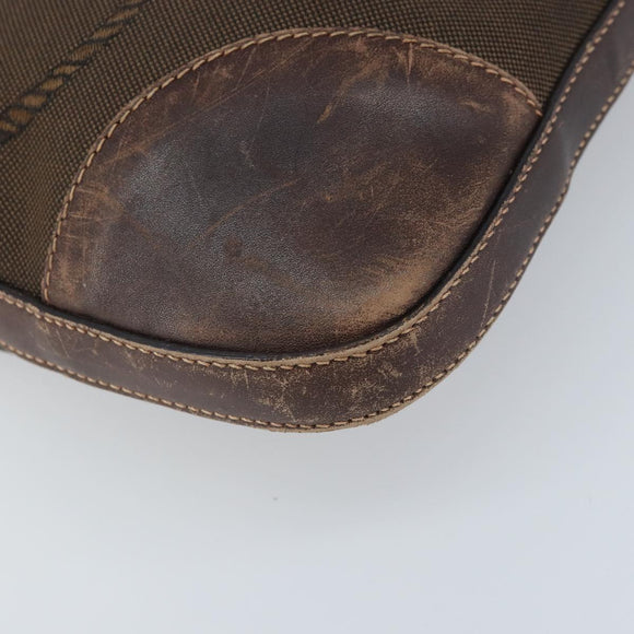 PRADA Shoulder Bag Canvas Brown Gold Auth 172166