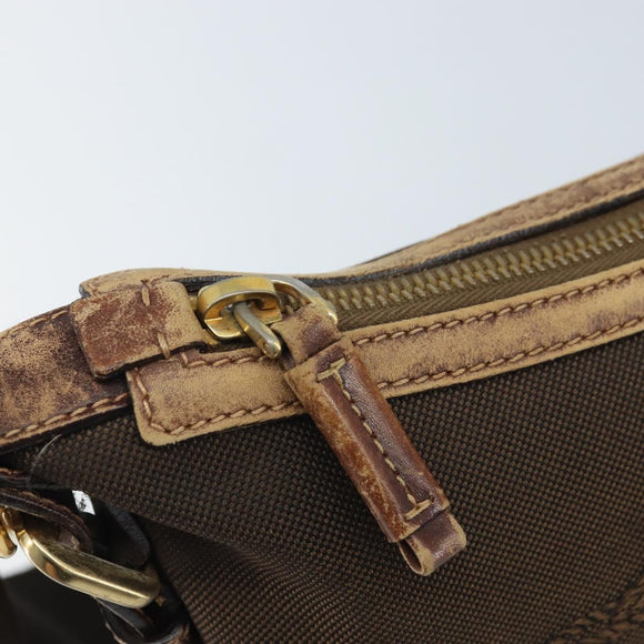 PRADA Shoulder Bag Canvas Brown Gold Auth 172166