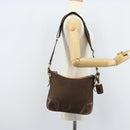 PRADA Shoulder Bag Canvas Brown Gold Auth 172166-23