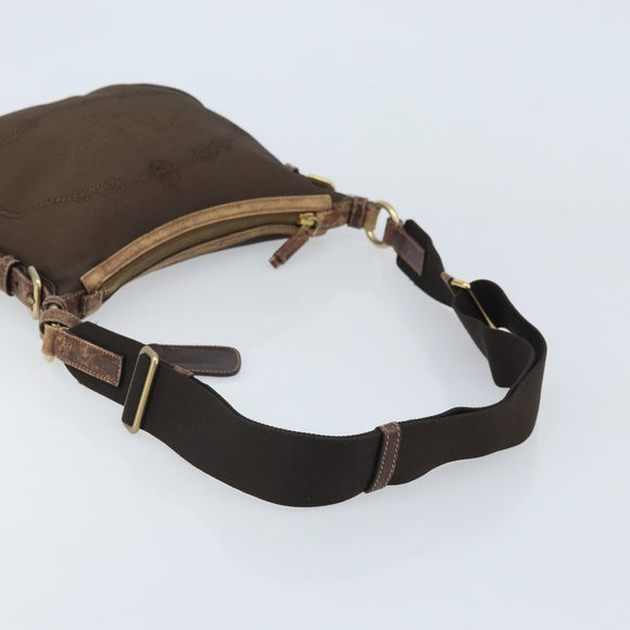 PRADA Shoulder Bag Canvas Brown Gold Auth 172166