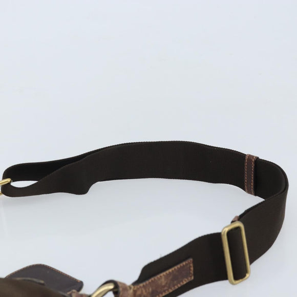 PRADA Shoulder Bag Canvas Brown Gold Auth 172166