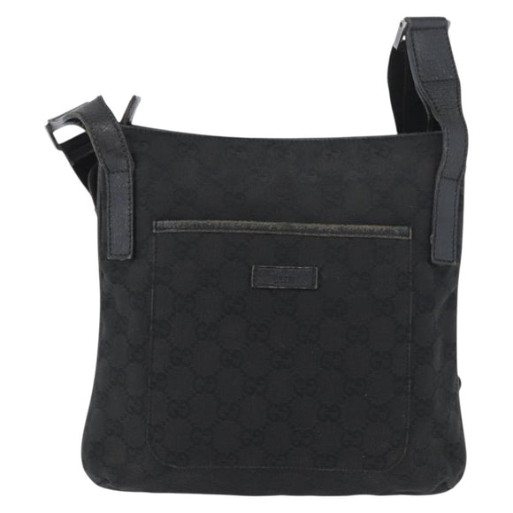 GUCCI GG Canvas Shoulder Bag Black Silver 122793 Auth 172167
