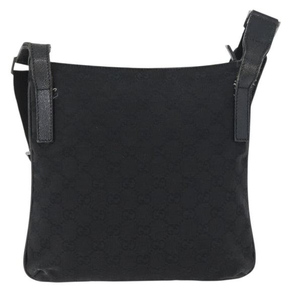 GUCCI GG Canvas Shoulder Bag Black Silver 122793 Auth 172167