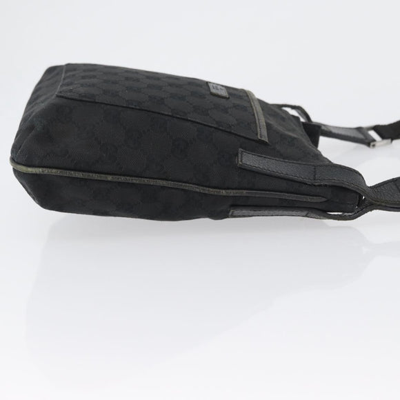GUCCI GG Canvas Shoulder Bag Black Silver 122793 Auth 172167