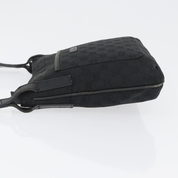 GUCCI GG Canvas Shoulder Bag Black Silver 122793 Auth 172167
