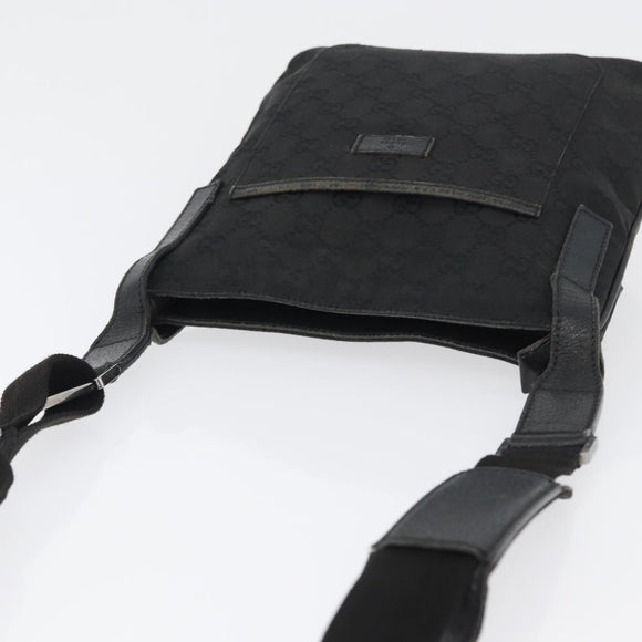 GUCCI GG Canvas Shoulder Bag Black Silver 122793 Auth 172167