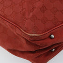 GUCCI GG Canvas Hand Bag Red Silver 113017 Auth 172168-14