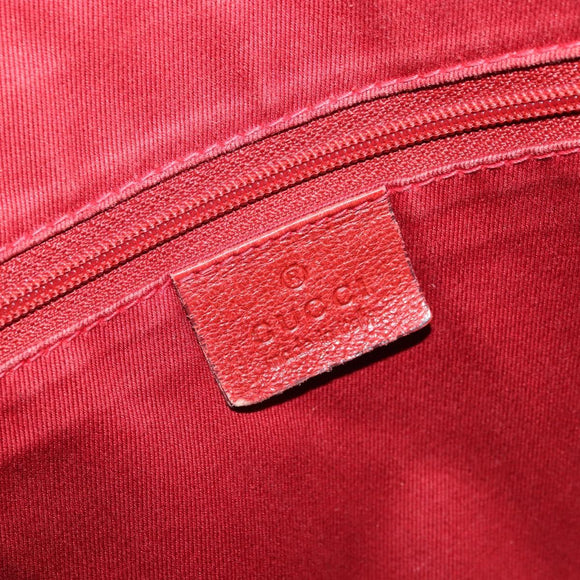 GUCCI GG Canvas Hand Bag Red Silver 113017 Auth 172168