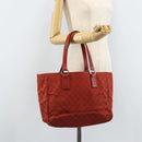 GUCCI GG Canvas Hand Bag Red Silver 113017 Auth 172168-21