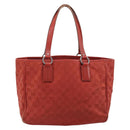 GUCCI GG Canvas Hand Bag Red Silver 113017 Auth 172168-2