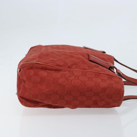 GUCCI GG Canvas Hand Bag Red Silver 113017 Auth 172168