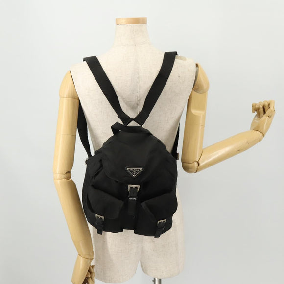 PRADA Rucksack Nylon Silber Schwarz Auth 172169