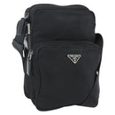 PRADA Schoudertas Nylon Zilver Zwart Auth 172170-1