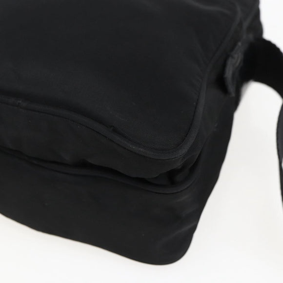 PRADA Schoudertas Nylon Zilver Zwart Auth 172170