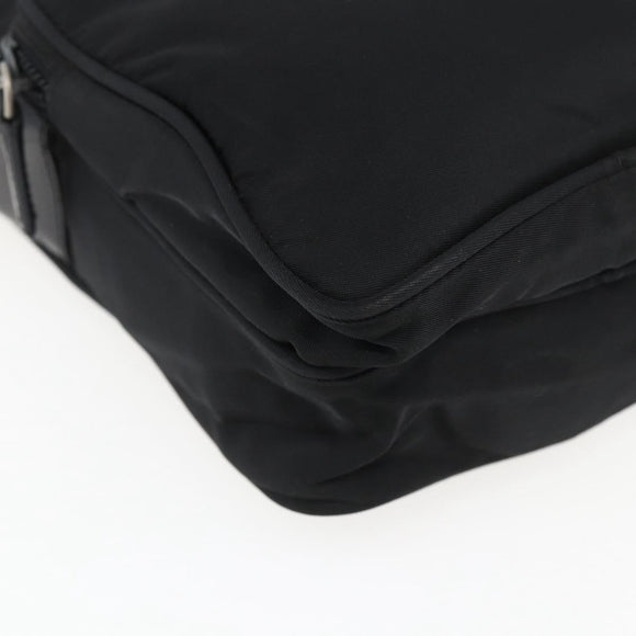 PRADA Schoudertas Nylon Zilver Zwart Auth 172170