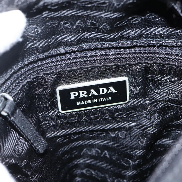 PRADA Schoudertas Nylon Zilver Zwart Auth 172170