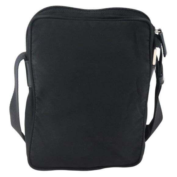 PRADA Schoudertas Nylon Zilver Zwart Auth 172170