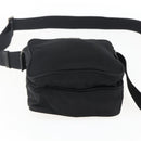 PRADA Schoudertas Nylon Zilver Zwart Auth 172170-5