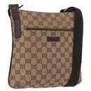 GUCCI GG Canvas Shoulder Bag Beige Silver 122793 Auth 172173-1