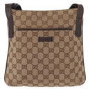 GUCCI GG Canvas Shoulder Bag Beige Silver 122793 Auth 172173-13