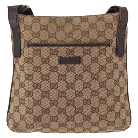 GUCCI GG Canvas Shoulder Bag Beige Silver 122793 Auth 172173