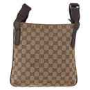 GUCCI GG Canvas Shoulder Bag Beige Silver 122793 Auth 172173-2