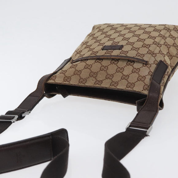 GUCCI GG Canvas Shoulder Bag Beige Silver 122793 Auth 172173