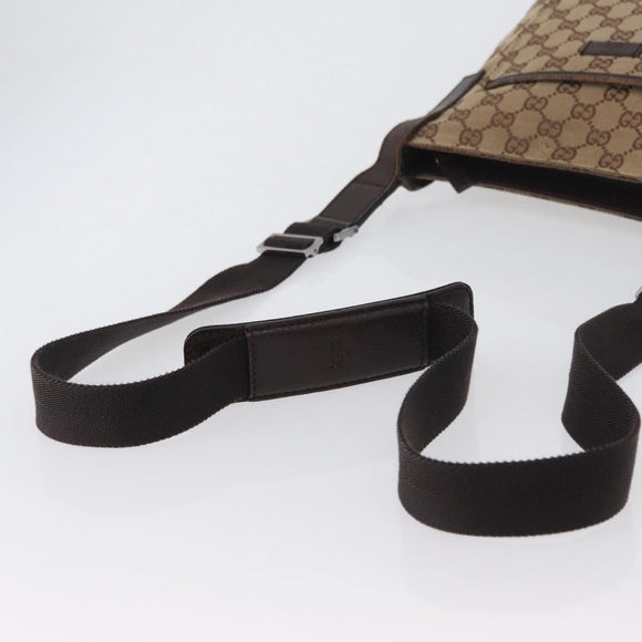 GUCCI GG Canvas Shoulder Bag Beige Silver 122793 Auth 172173