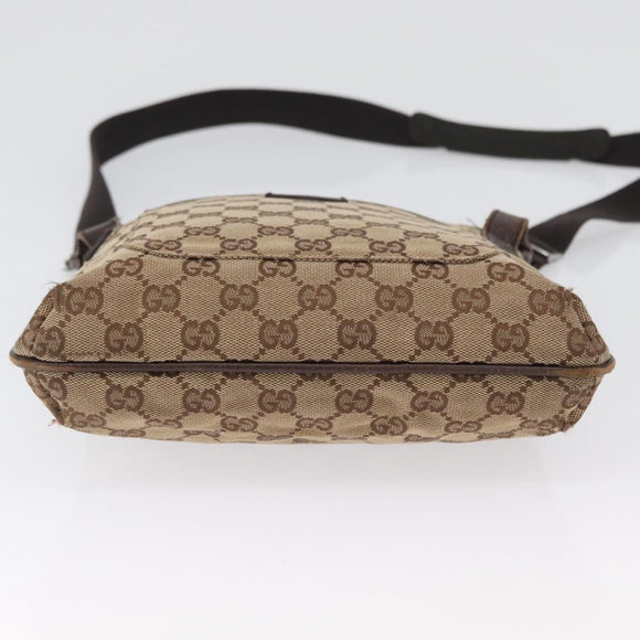 GUCCI GG Canvas Shoulder Bag Beige Silver 122793 Auth 172173