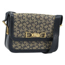 CELINE C Sulky Shoulder Bag Canvas Navy Gold Auth 172177-1