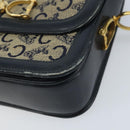CELINE C Sulky Shoulder Bag Canvas Navy Gold Auth 172177-8