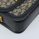 CELINE C Sulky Shoulder Bag Canvas Navy Gold Auth 172177-15