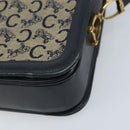 CELINE C Sulky Shoulder Bag Canvas Navy Gold Auth 172177-16