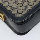 CELINE C Sulky Shoulder Bag Canvas Navy Gold Auth 172177-17