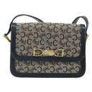 CELINE C Sulky Shoulder Bag Canvas Navy Gold Auth 172177-13