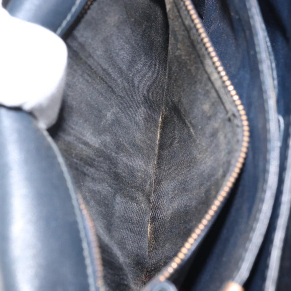 CELINE C Sulky Shoulder Bag Canvas Navy Gold Auth 172177