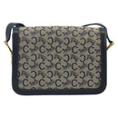 CELINE C Sulky Shoulder Bag Canvas Navy Gold Auth 172177-2
