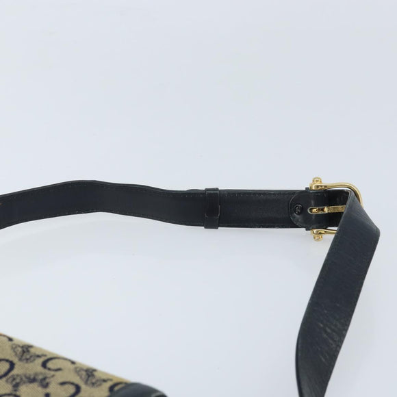 CELINE C Sulky Shoulder Bag Canvas Navy Gold Auth 172177