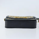 CELINE C Sulky Shoulder Bag Canvas Navy Gold Auth 172177-5