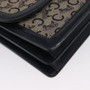 CELINE C Sulky Shoulder Bag Canvas Navy Gold Auth 172178-10