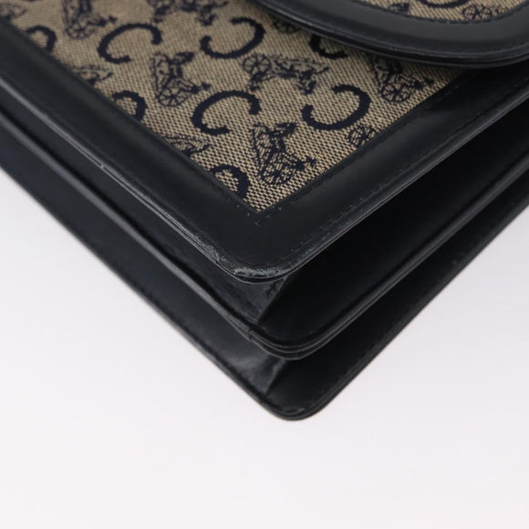 CELINE C Sulky Shoulder Bag Canvas Navy Gold Auth 172178