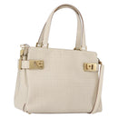 Salvatore Ferragamo Gancini Hand Bag Leather 2way Ivory Gold Auth 172181-1
