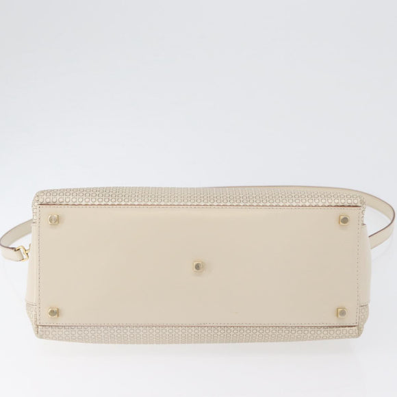 Salvatore Ferragamo Gancini Hand Bag Leather 2way Ivory Gold Auth 172181