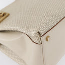 Salvatore Ferragamo Gancini Hand Bag Leather 2way Ivory Gold Auth 172181-10