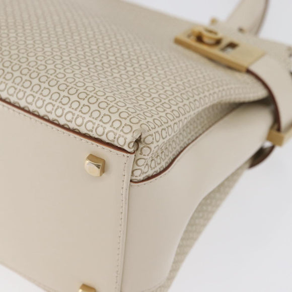Salvatore Ferragamo Gancini Hand Bag Leather 2way Ivory Gold Auth 172181