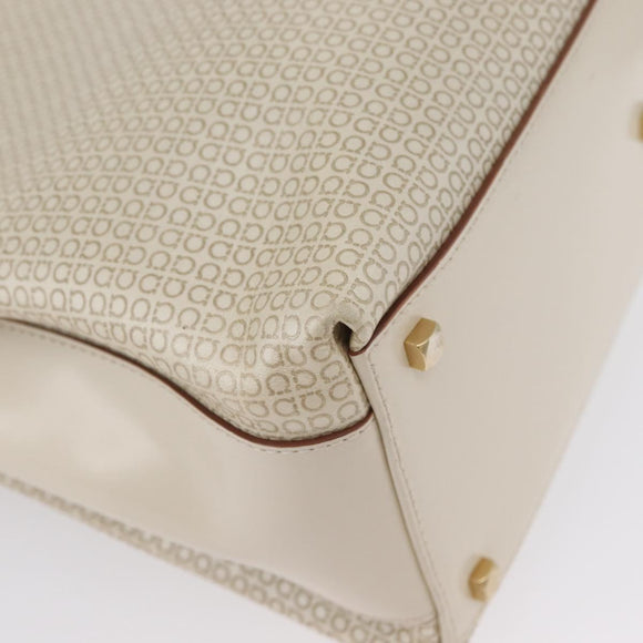 Salvatore Ferragamo Gancini Hand Bag Leather 2way Ivory Gold Auth 172181