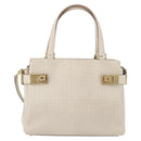 Salvatore Ferragamo Gancini Hand Bag Leather 2way Ivory Gold Auth 172181-13