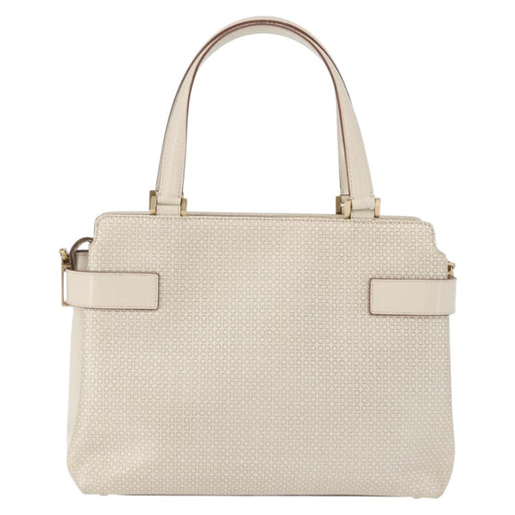 Salvatore Ferragamo Gancini Hand Bag Leather 2way Ivory Gold Auth 172181