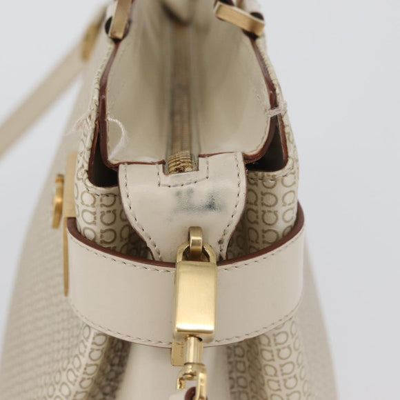 Salvatore Ferragamo Gancini Hand Bag Leather 2way Ivory Gold Auth 172181