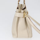 Salvatore Ferragamo Gancini Hand Bag Leather 2way Ivory Gold Auth 172181-5